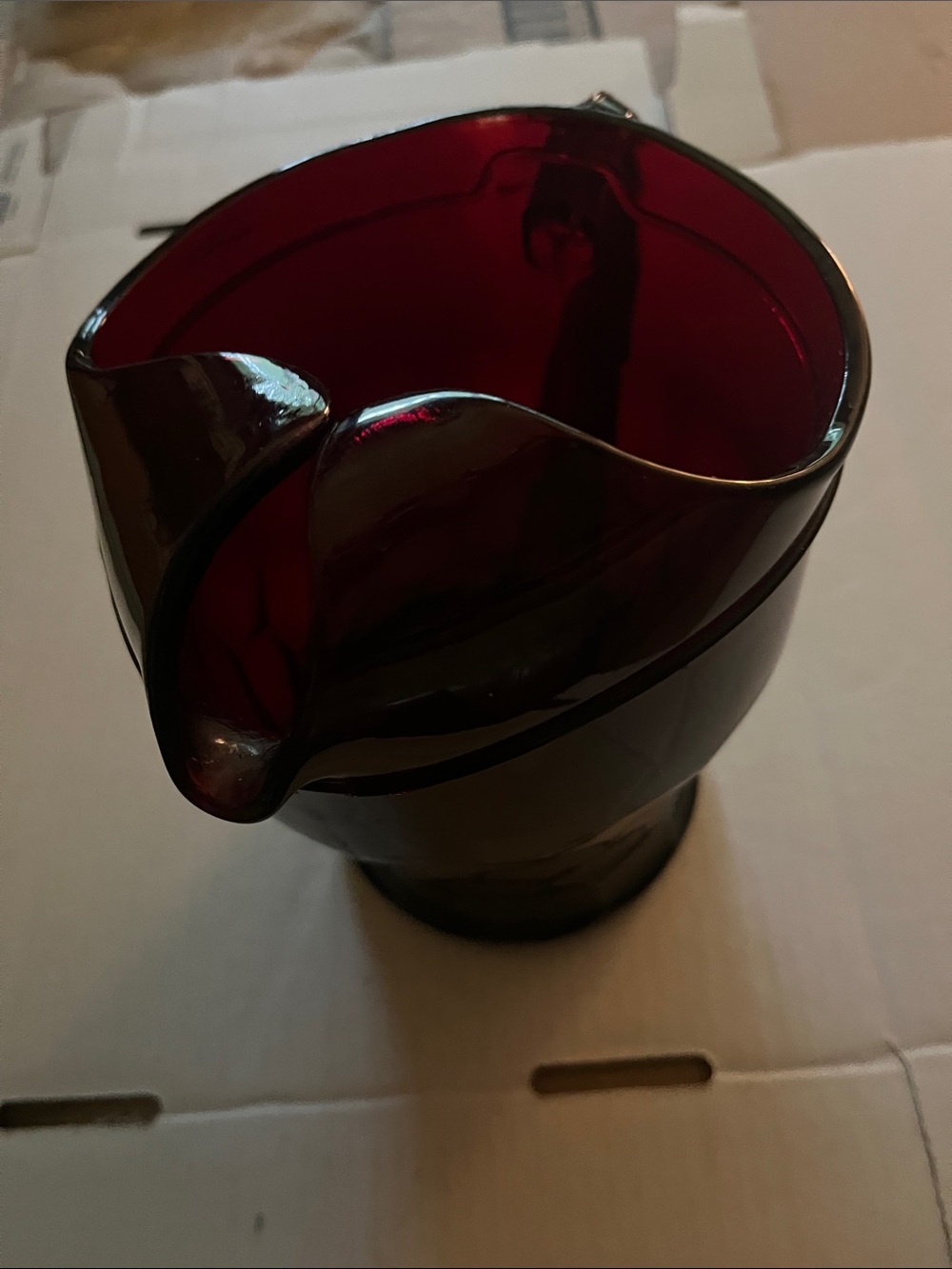 Deep Red Glass Pitcher - Home Accents
Ruby Glass  8 1/2,inch